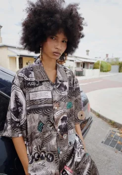 Grimey Camisa Supastar Satin - Green - Ss24 Online