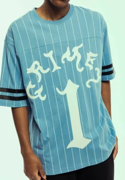 Grimey Camiseta De Football Causing Panic Heavyweight - Blue - Ss24 Hot