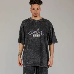 Grimey Camiseta Cloven Tongues Stone Washed Oversized - Washed Black - Summer 23 Store