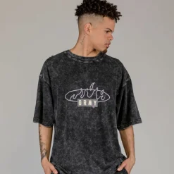 Grimey Camiseta Cloven Tongues Stone Washed Oversized - Washed Black - Summer 23 Store