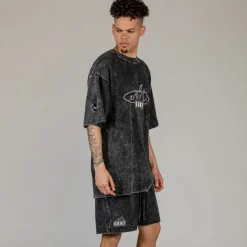 Grimey Camiseta Cloven Tongues Stone Washed Oversized - Washed Black - Summer 23 Store