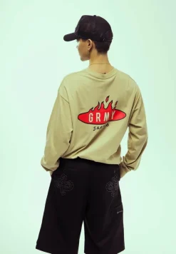 Grimey Camiseta Manga Larga Burn In Flames - Khaki - Ss24 Cheap