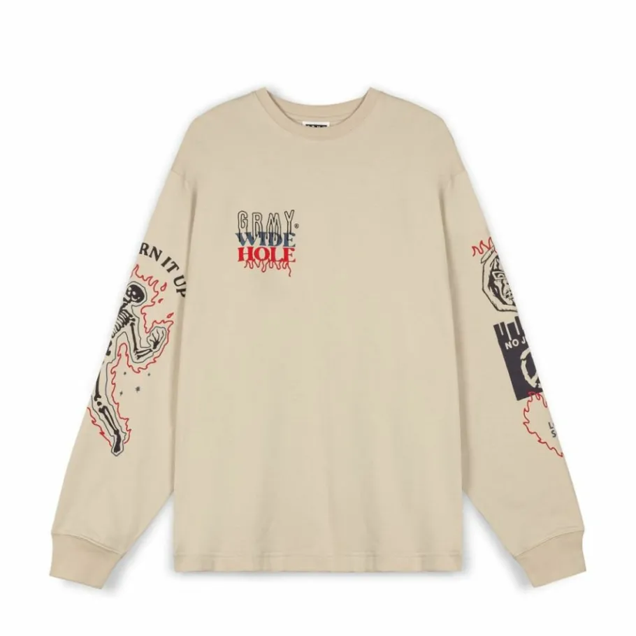 Grimey Camiseta Manga Larga Back At You - Cream - Fw23 Outlet