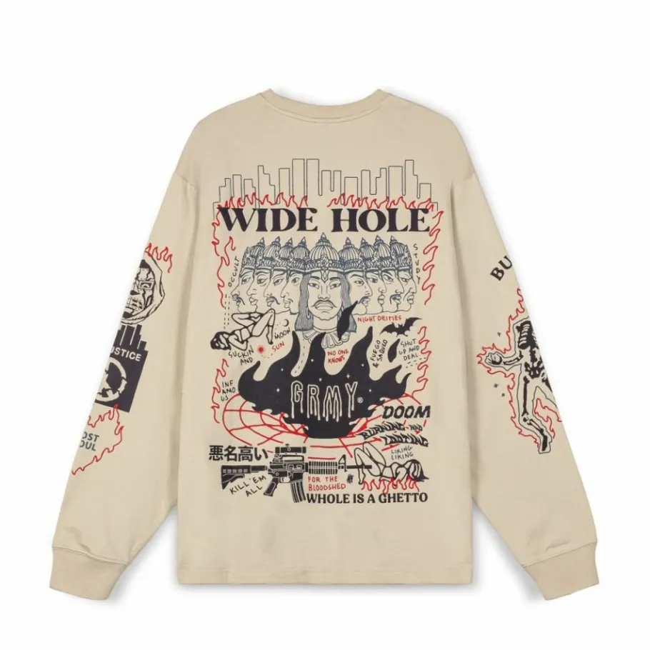 Grimey Camiseta Manga Larga Back At You - Cream - Fw23 Outlet