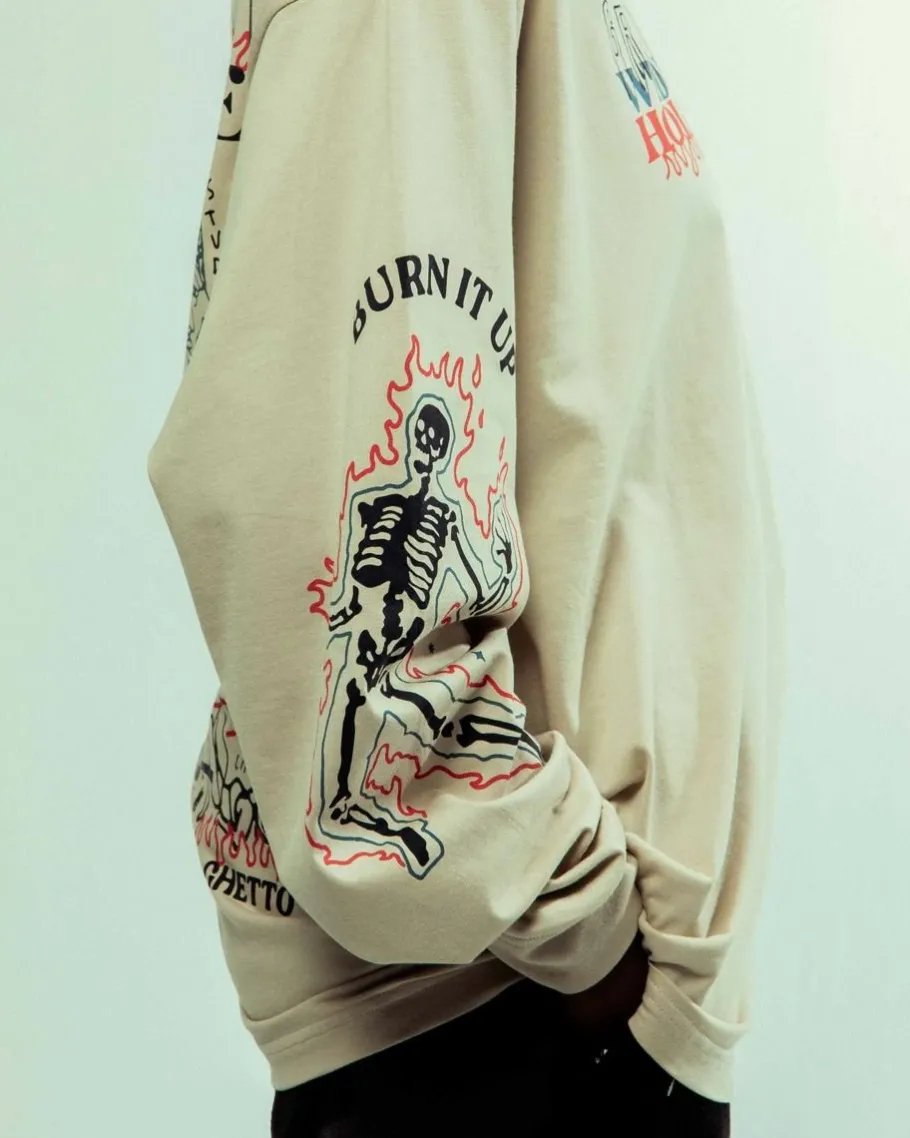 Grimey Camiseta Manga Larga Back At You - Cream - Fw23 Outlet