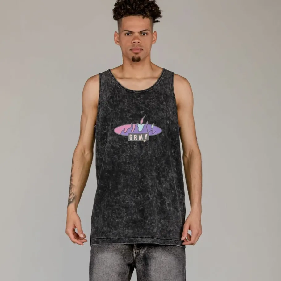 Grimey Camiseta Tirantes Cloven Tongues Stone - Washed Black - Summer 23 Outlet