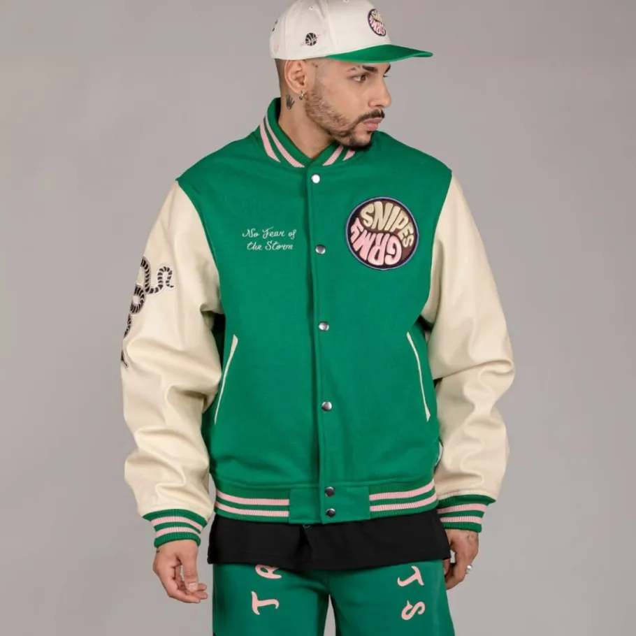 Grimey Chaqueta De Baseball "Snipes X True Roots" - Green - Fall 22 Cheap