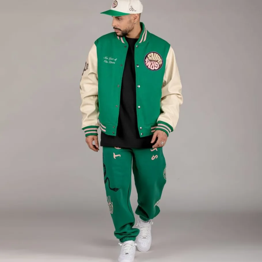 Grimey Chaqueta De Baseball "Snipes X True Roots" - Green - Fall 22 Cheap