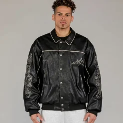 Grimey Chaqueta Fire Route Pu Leather - Black - Spring 23 Online