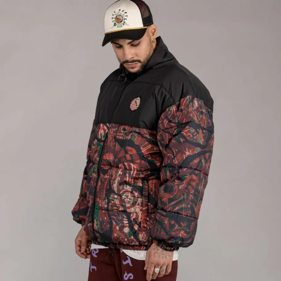 Grimey Chaqueta Puffy "Snipes X True Roots" - Brown - Fall 22 Clearance