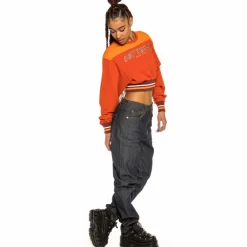 Grimey Acknowledge Girl Crop Crewneck Ss20 Orange Best Sale