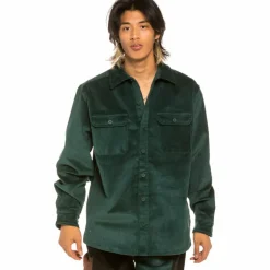 Grimey "Aged Rum" Corduroy Long Shirt - Green - Winter 21 Discount