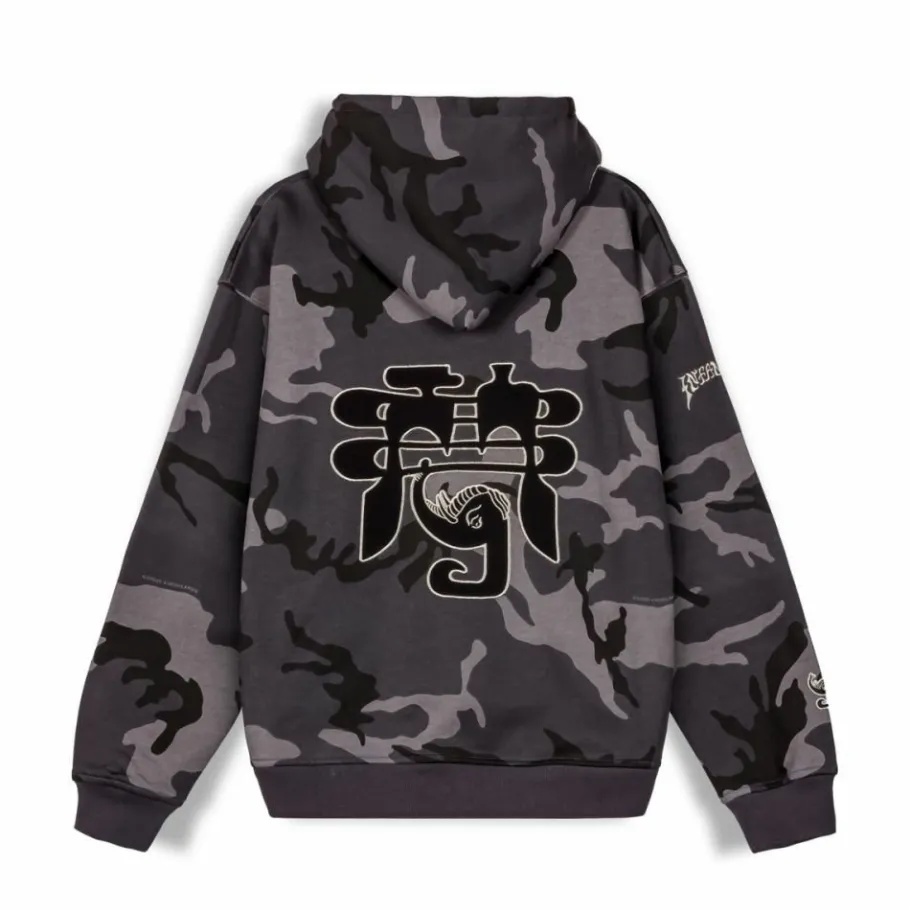 Grimey All Over Print Tusker Temple Vintage Hoodie Black - Fw23 Online