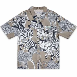 Grimey Animal Satin Button Up Shirt - Copper - Summer 23 Cheap