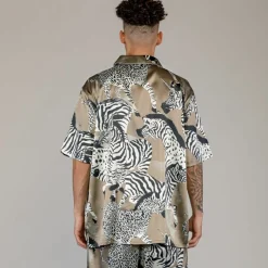 Grimey Animal Satin Button Up Shirt - Copper - Summer 23 Cheap