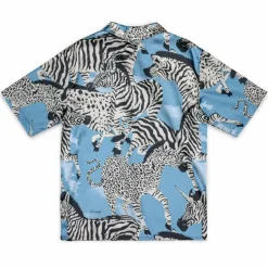 Grimey Animal Satin Button Up Shirt - Blue - Summer 23 Best Sale