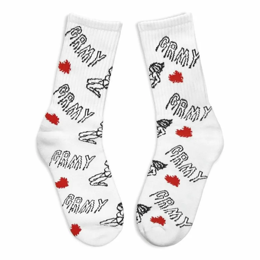 Grimey Back At You Socks - White - Fw23 Cheap