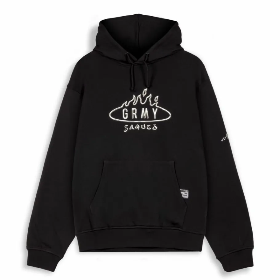 Grimey Burn In Flames Vintage Hoodie - Black - Ss24 Outlet
