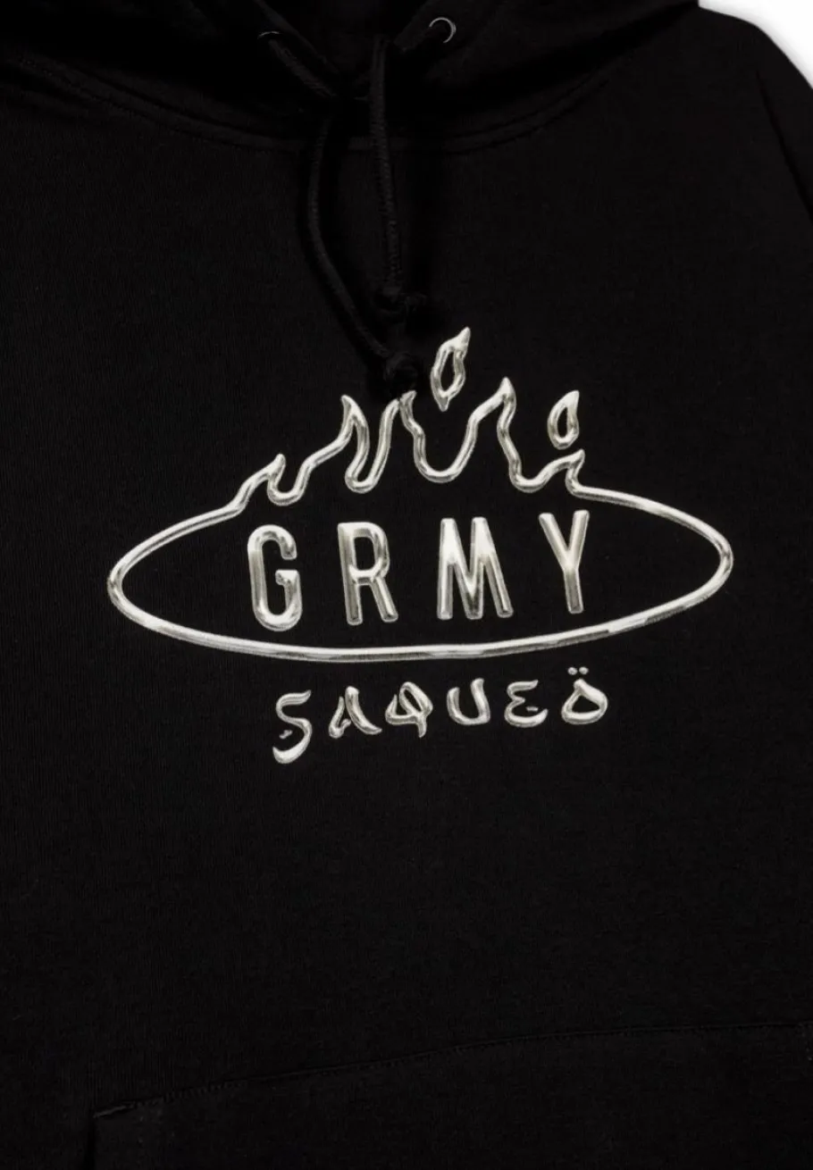 Grimey Burn In Flames Vintage Hoodie - Black - Ss24 Outlet