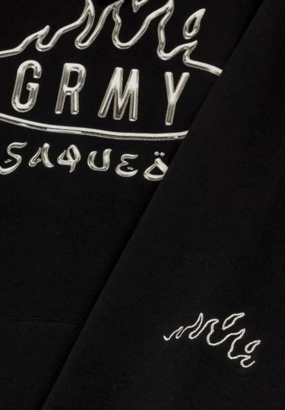 Grimey Burn In Flames Vintage Hoodie - Black - Ss24 Outlet