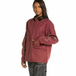 Grimey Call Of Yore Girl Coach Jacket Fw20 Wine Outlet
