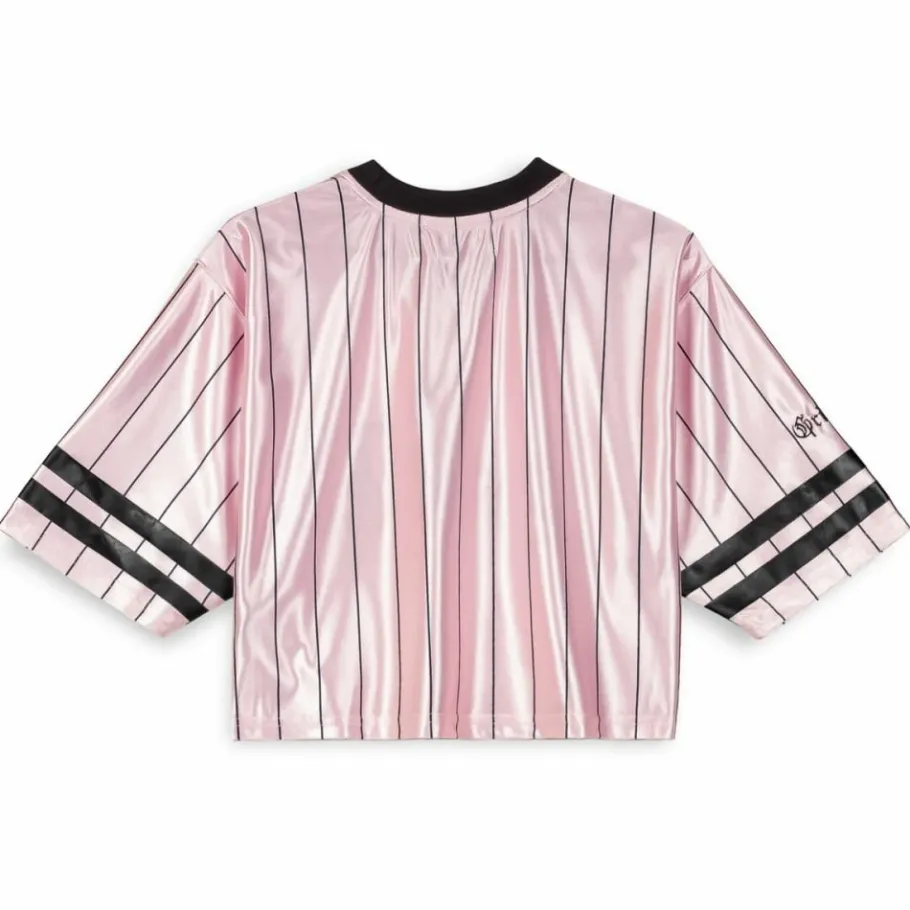 Grimey Causing Panic Girl Crop Football Jersey - Pink - Ss24 Fashion