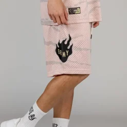 Grimey Cloven Tongues All Over Print Mesh Basket Shorts - Cream - Summer 23 Clearance