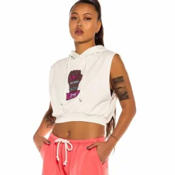 Grimey Day Dreamer Sleeveless Girl Hoodie - White - Spring 22 Online