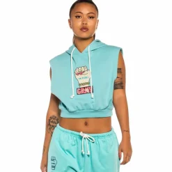 Grimey Day Dreamer Sleeveless Girl Hoodie - Blue - Spring 22 Outlet