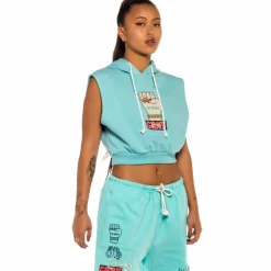 Grimey Day Dreamer Sleeveless Girl Hoodie - Blue - Spring 22 Outlet