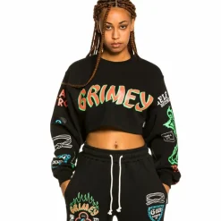 Grimey "Destroy All Fear" Girl Crop Crewneck - Black - Fall 21 Best