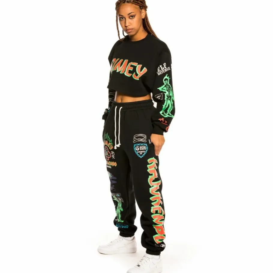 Grimey "Destroy All Fear" Girl Crop Crewneck - Black - Fall 21 Best