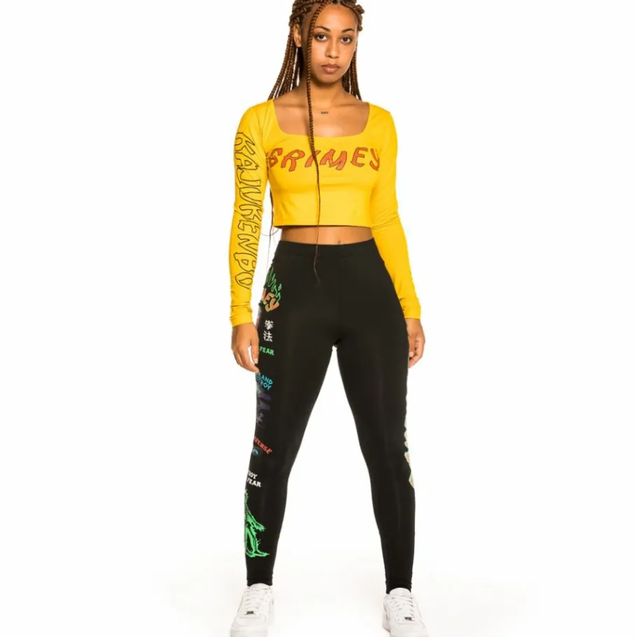 Grimey "Destroy All Fear" Long Sleeve Crop Tee - Yellow - Fall 21 New