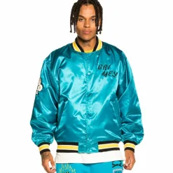 Grimey "Destroy All Fear" Reversible Satin Jacket - Blue - Fall 21 Cheap