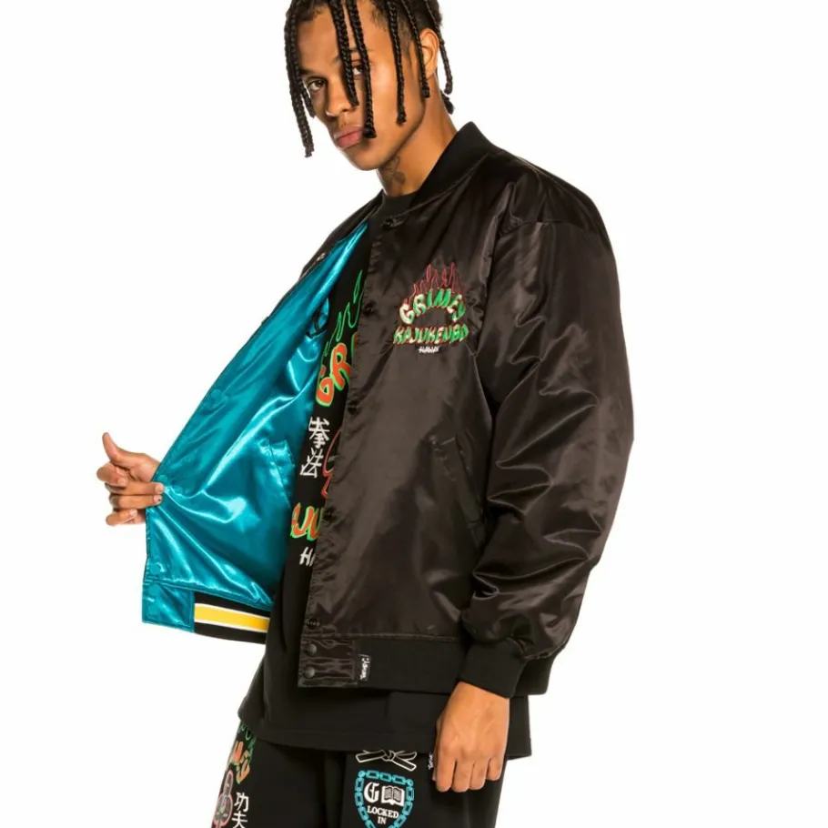 Grimey "Destroy All Fear" Reversible Satin Jacket - Black/Blue - Fall 21 Online
