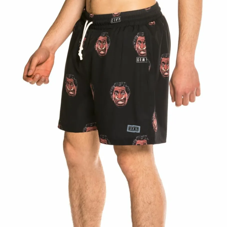 Grimey "Frenzy " All Over Print Swimming Short - Black - Summer 21 Shop