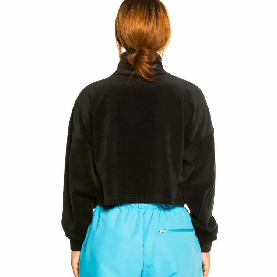 Grimey "Gem Cutting" Girl High Neck Velvet Crop Top - Black - Fall 21 Best