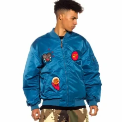 Grimey Glorified Bomber Jacket - Blue - Spring 22 Cheap