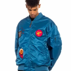 Grimey Glorified Bomber Jacket - Blue - Spring 22 Cheap