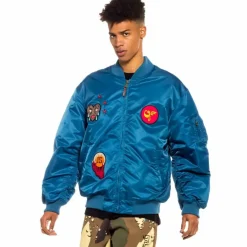Grimey Glorified Bomber Jacket - Blue - Spring 22 Cheap