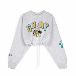 Grimey "Hive" Crop Heavyweight Crewneck - Sport Grey - Fall 22 Cheap