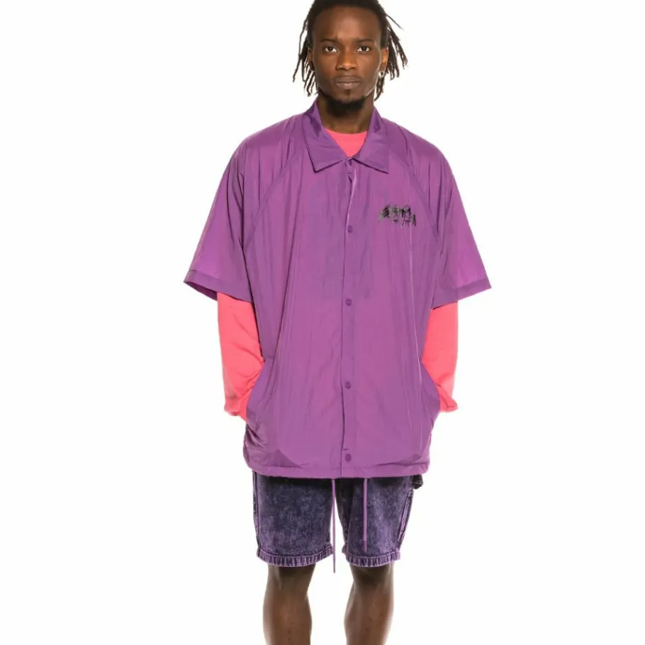 Grimey Liveution Short Sleeve Coach Jacket Purple - Spring 21 Cheap