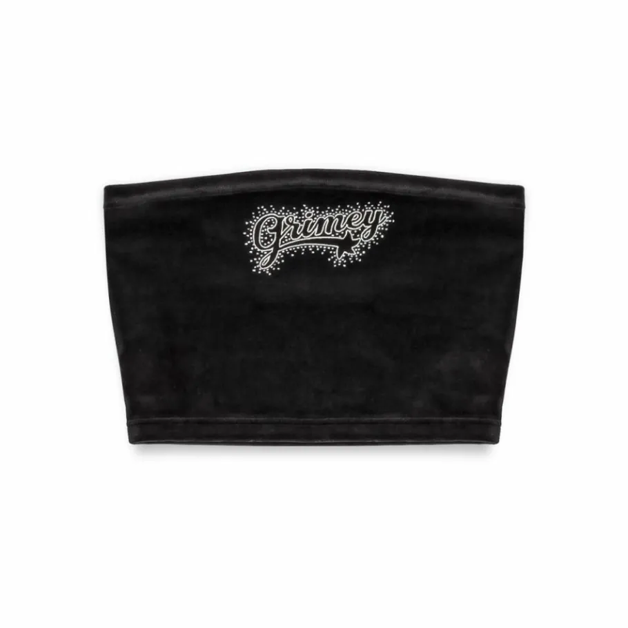 Grimey Madrid Velvet Girl Crop Tube - Black - Fw23 Fashion