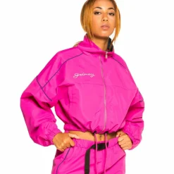 Grimey "Martinica Fact" Girl Track Jacket - Fuchsia - Fall 21 Cheap