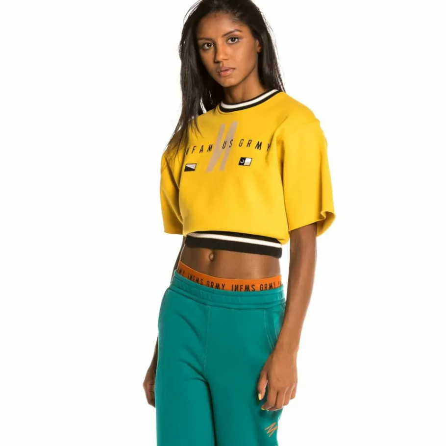 Grimey Nite Marauder Fleece Girl Crop Top Fw20 Mustard Hot