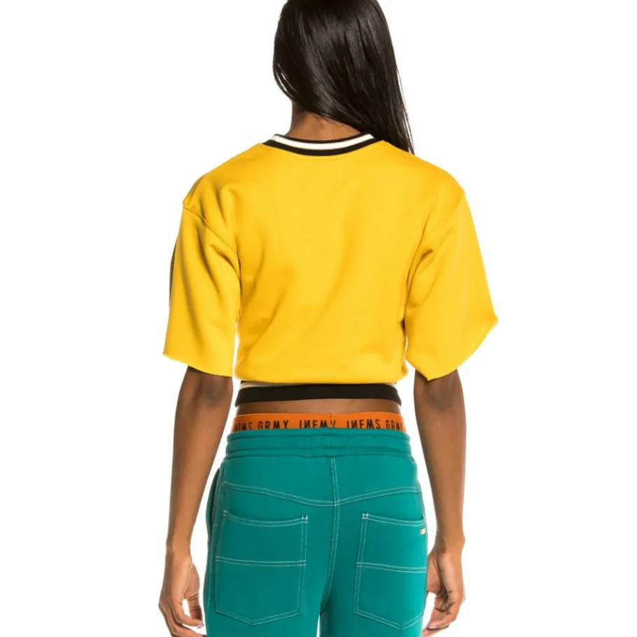 Grimey Nite Marauder Fleece Girl Crop Top Fw20 Mustard Hot