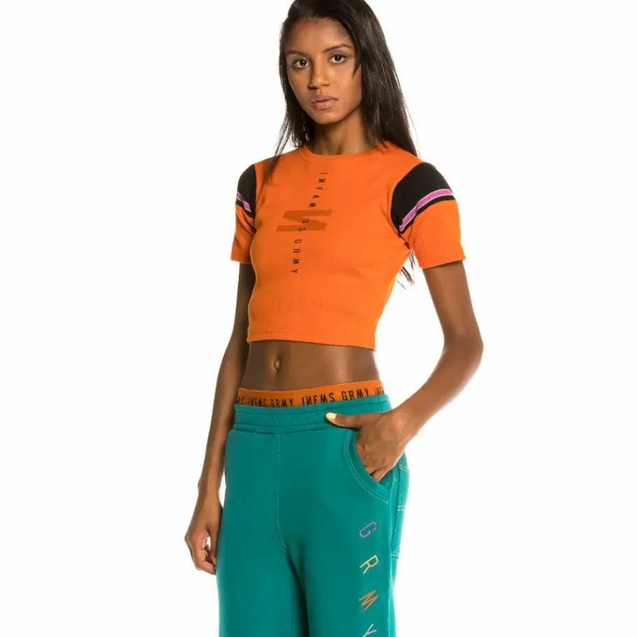 Grimey Nite Marauder Girl Crop Top Fw20 Brick Cheap