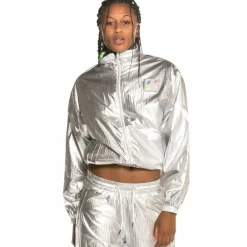 Grimey Planet Noire Girl Track Jacket Fw19 Silver Clearance