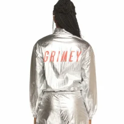 Grimey Planet Noire Girl Track Jacket Fw19 Silver Clearance