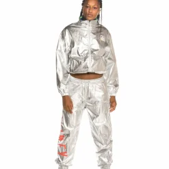 Grimey Planet Noire Girl Track Jacket Fw19 Silver Clearance